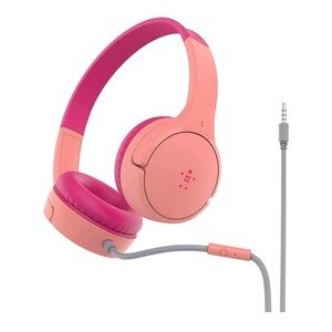 Belkin SoundForm Kids Wired Headphones with Built-in Microphone, Pink